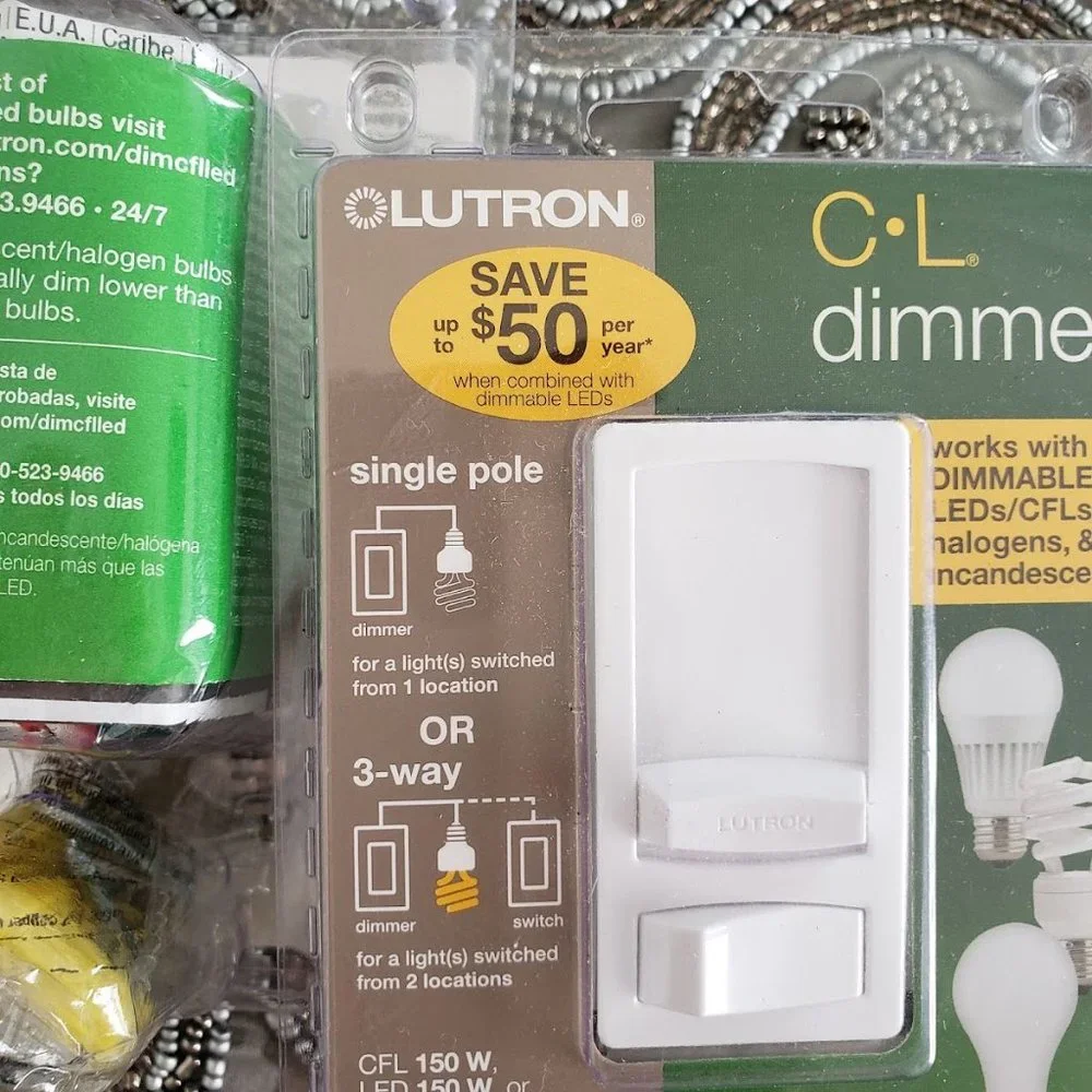 NEW 2X Lutron Skylark Contour LED Dimmer Light Switch 3-Way for Dimmable